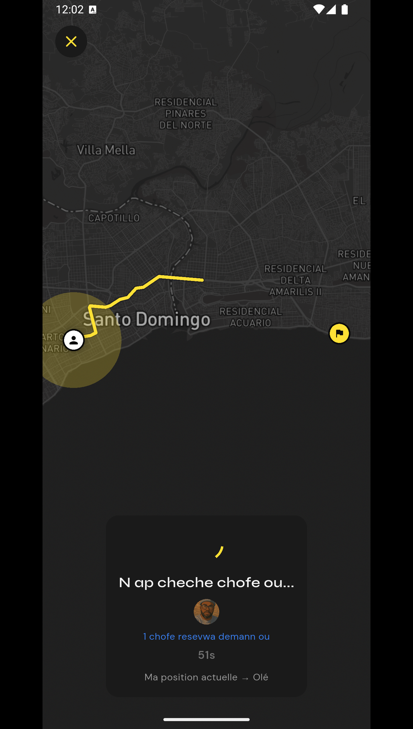 Recherche d'un chauffeur en temps réel dans l'application Zipp